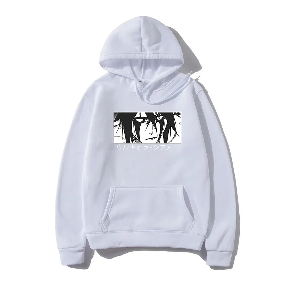 Japanese Anime Bleach Ulquiorra Cifer Manga Harajuku Hoodies Gothic Cartoon Streetwear Long Sleeve Casual Men Winter Sweatshirts