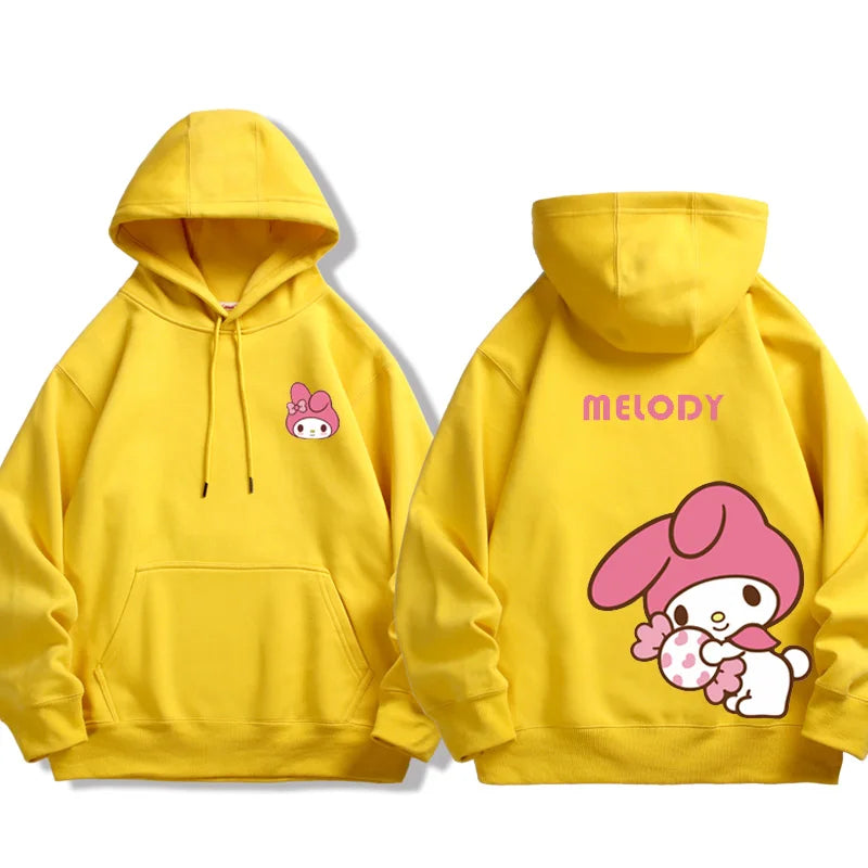 Spring and Autumn Sanrio Couple Sweatshirt Men's and Women's Kuromi Melody Cartoon Anime Hooded Dress Fashion Trend