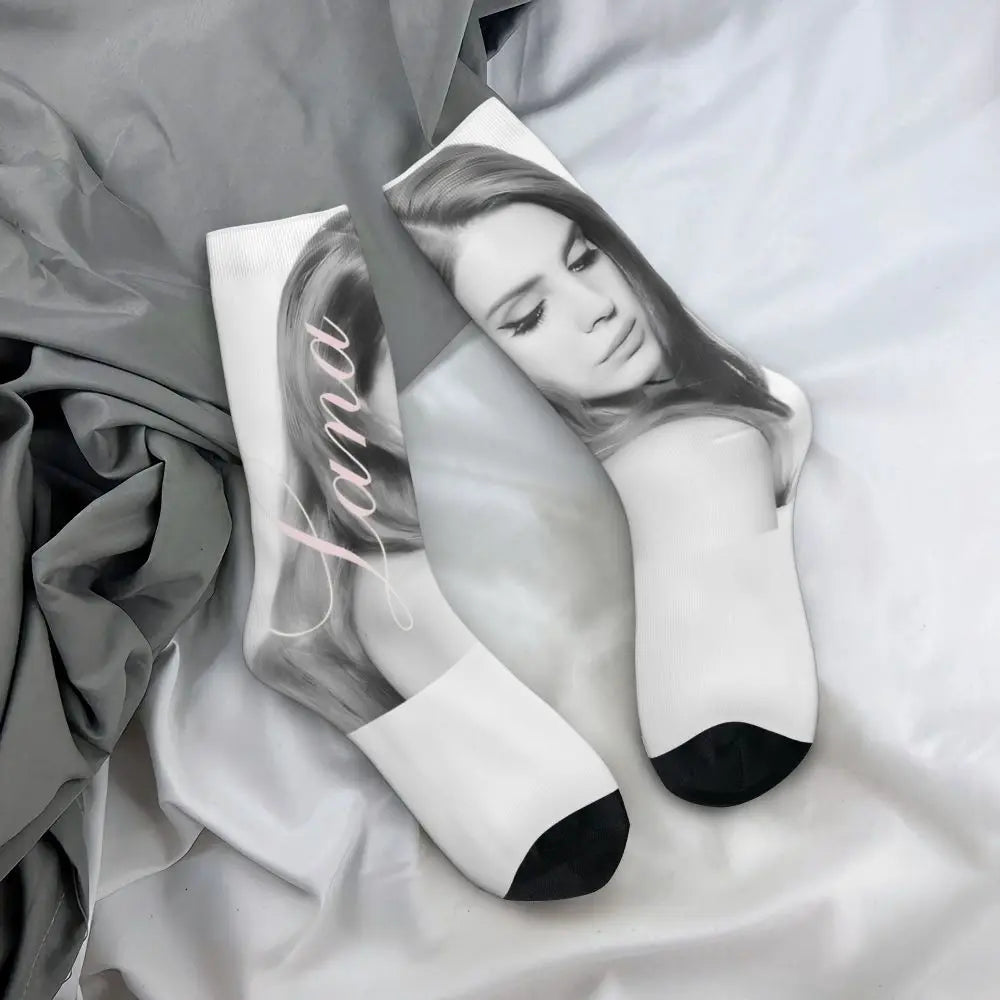 Lana Del Rey Ldr Theme Design Socks Product for Party Wear Breathable Crew Socks