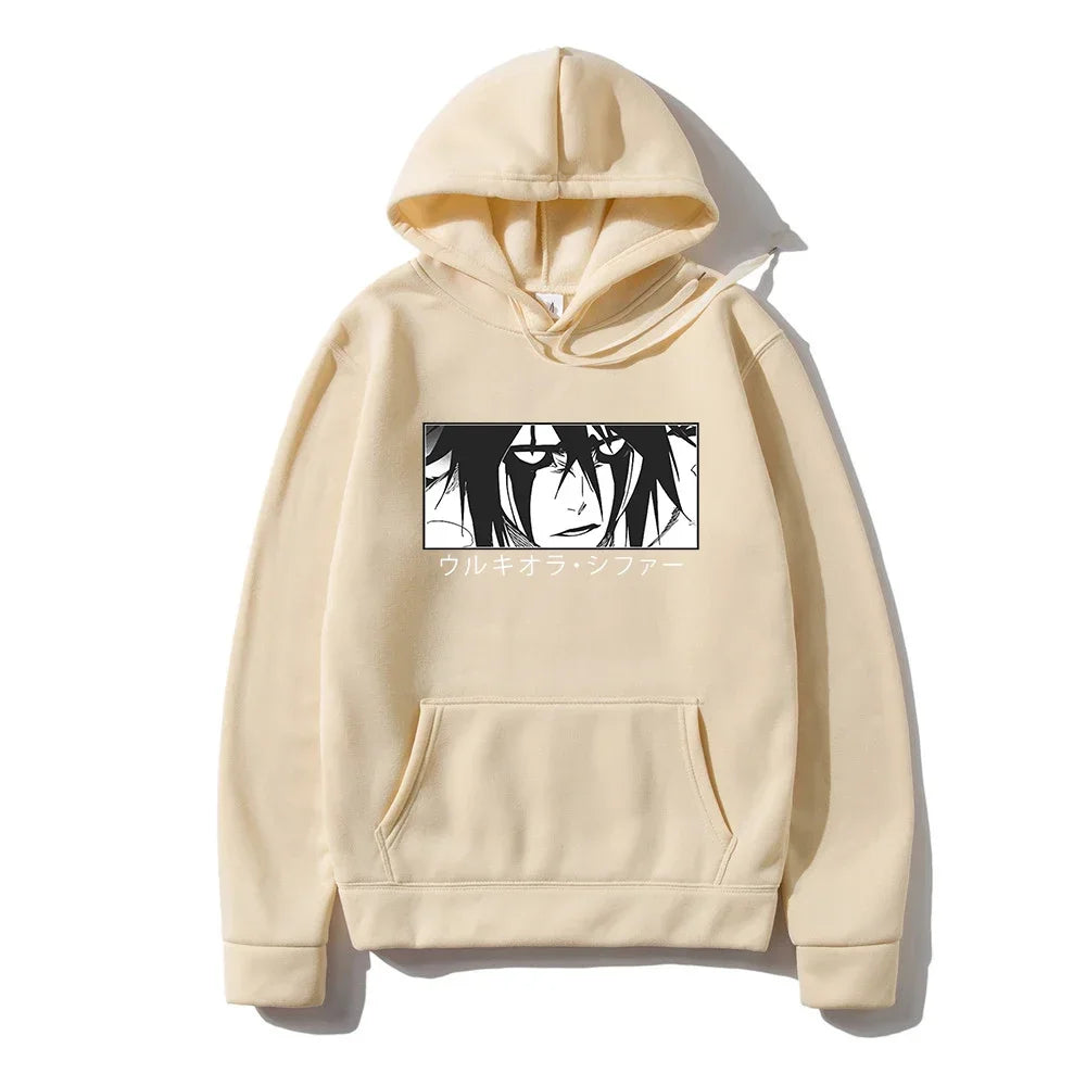 Japanese Anime Bleach Ulquiorra Cifer Manga Harajuku Hoodies Gothic Cartoon Streetwear Long Sleeve Casual Men Winter Sweatshirts