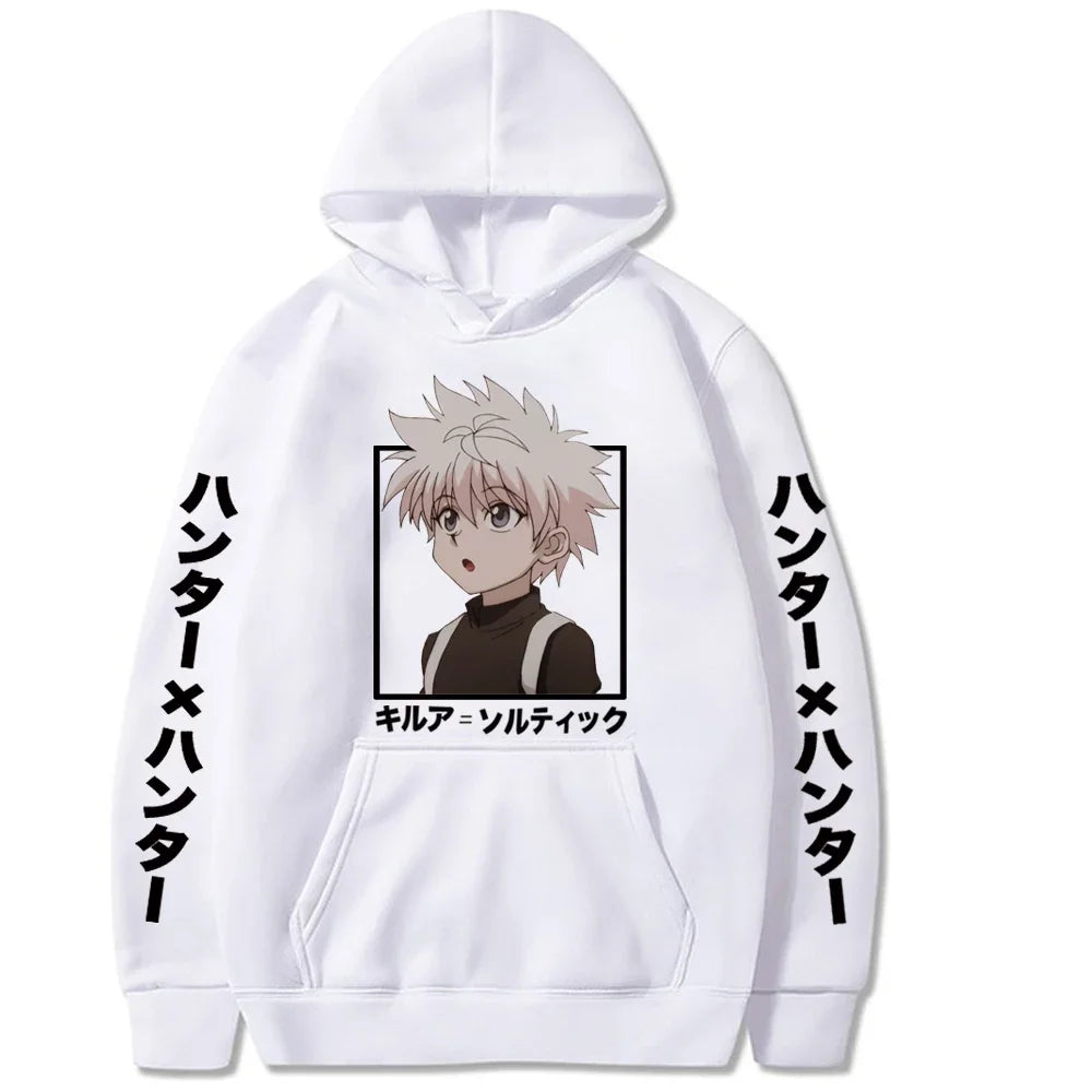 Kawaii Anime Hunter X Hunter Killua Zoldyck Print Hoodie Sweatshirts Harajuku Cartoon Unisex Fashion Streets Oversized Pullovers