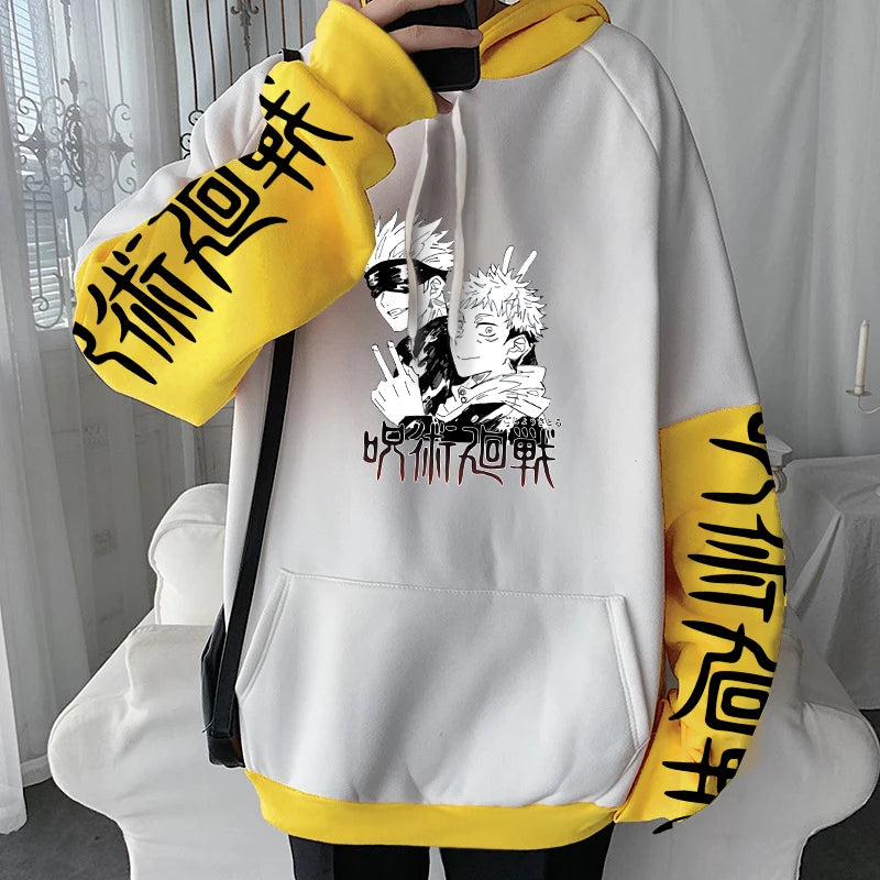 Harajuku Anime Jujutsu Kaisen Hoodies Funny Japan Manga Gojo Satoru\Itadori Yuji Print Winter Pullover Male Oversized Sweatshirt