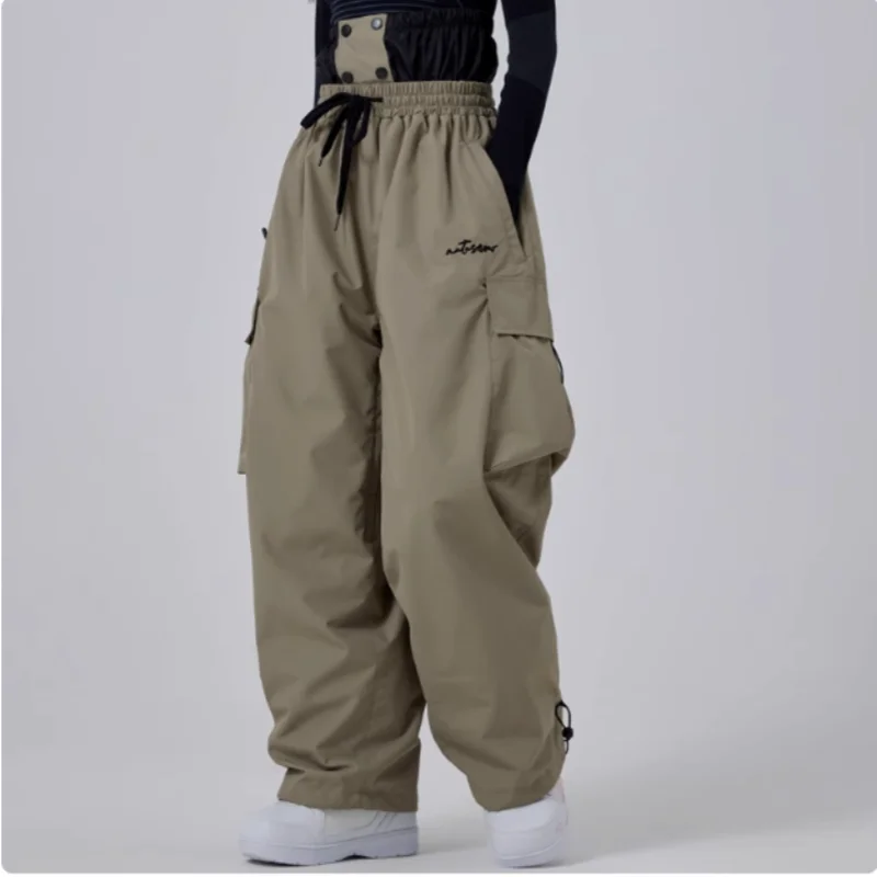 2025 Men Women Baggy Ski Pants Waterproof 15000 Windproof Loose Snowboarding Pants  Snowpants Outdoor Hip-hop Ski Cargo Pants