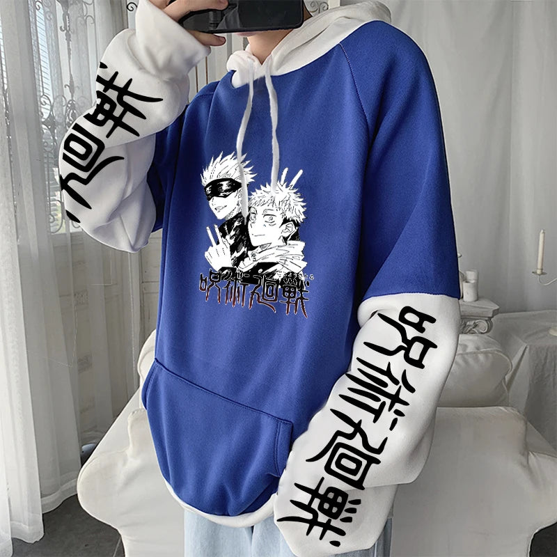 Harajuku Anime Jujutsu Kaisen Hoodies Funny Japan Manga Gojo Satoru\Itadori Yuji Print Winter Pullover Male Oversized Sweatshirt