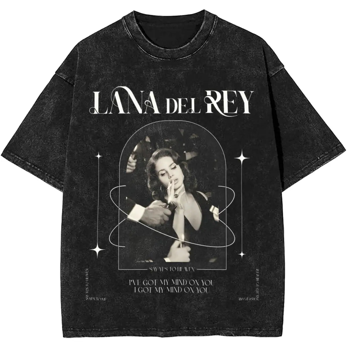 Lana Del Rey Washed T Shirt Mens Vintage Casual T Shirts Summer Crew Neck Trendy Cool Tees Simple Oversized Tops