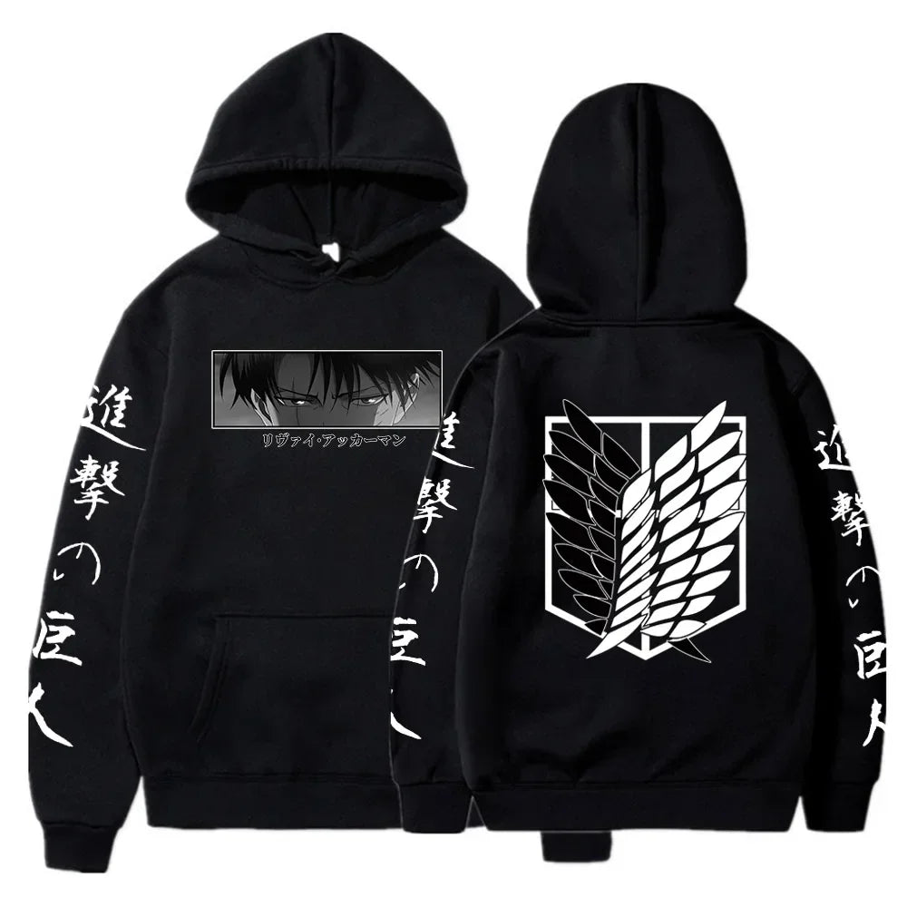 Attack on Titan Levi Kyojin No Shingeki Anime Print Hoodie Sweatshirt Men Women Harajuku Pullover Plus Size