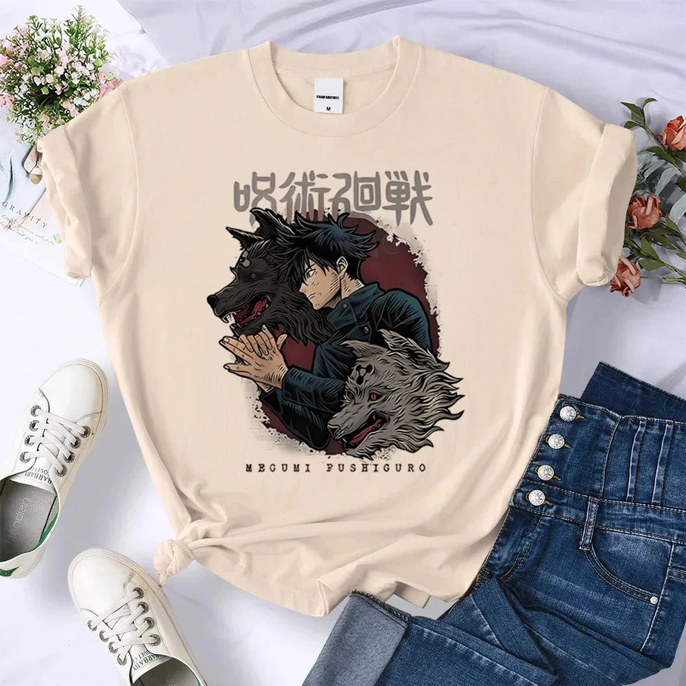 Gojo Satoru t-shirt Colorful kawaii Breathable Trendy women Psychedelic top tees kawaii anime Breathable University Grunge