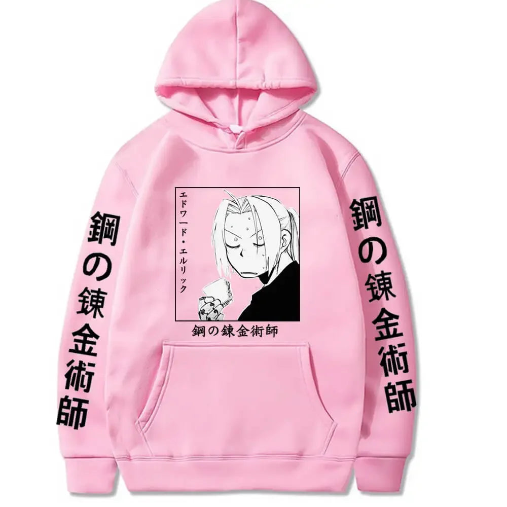 Anime Fullmetal Alchemist Edward Elric Graphic Print Hooded Men Women Aesthetic Hoodies Plus Size Streetwear Harajuku Sweatshirt