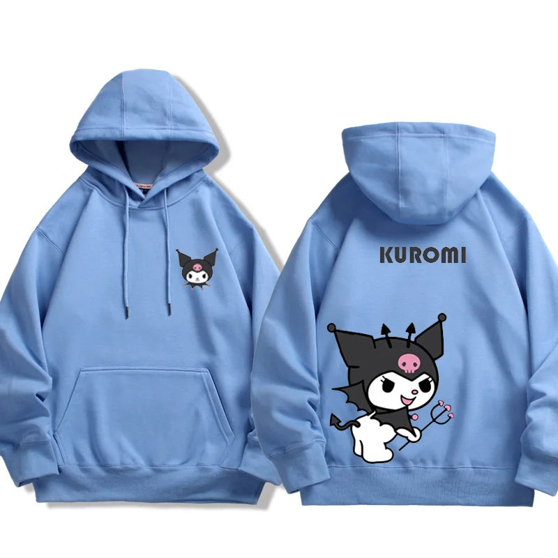 Spring and Autumn Sanrio Couple Sweatshirt Men's and Women's Kuromi Melody Cartoon Anime Hooded Dress Fashion Trend