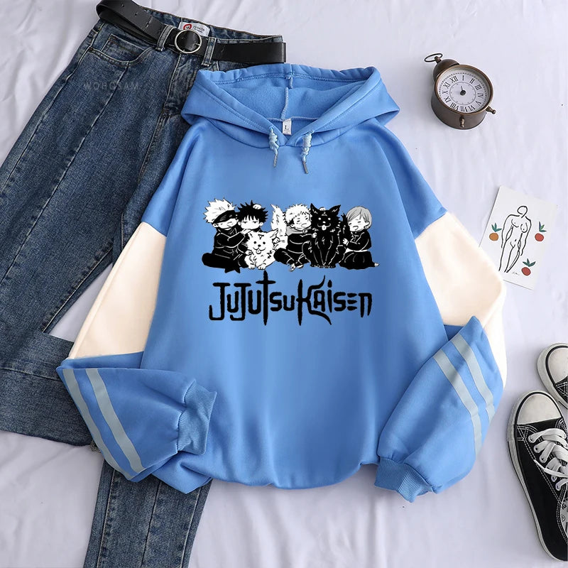 Anime Jujutsu Kaisen Hoodie Kawaii Gojo Satoru Graphic Hoodie Autumn Winter Plus Size Hoodies 2023 Hot Manga Print Sweatshirts