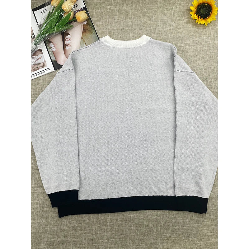 Autumn Winter Vintage Harajuku Women Casual Sweater Y2K Harajuku Goth Graphic Couple Oversized Loose Knitted Pullover Sweater