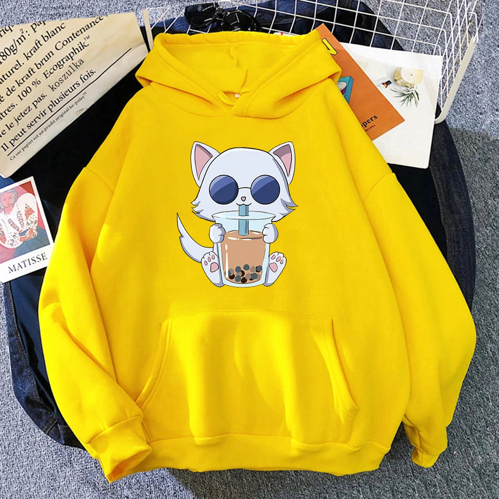 Kawaii Bubble Tea Satoru Gojo Cat Hoodie Women Unisex Jujutsu Kaisen Hoodies Sweatshirts Manga Anime Cartoon Plus Size Hoodie