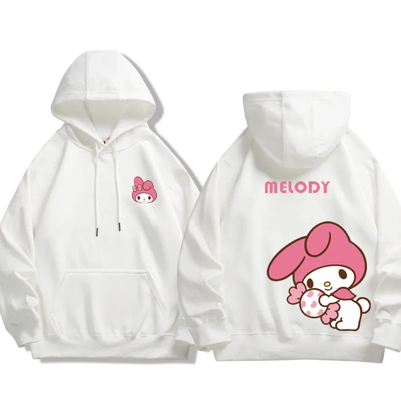 Spring and Autumn Sanrio Couple Sweatshirt Men's and Women's Kuromi Melody Cartoon Anime Hooded Dress Fashion Trend